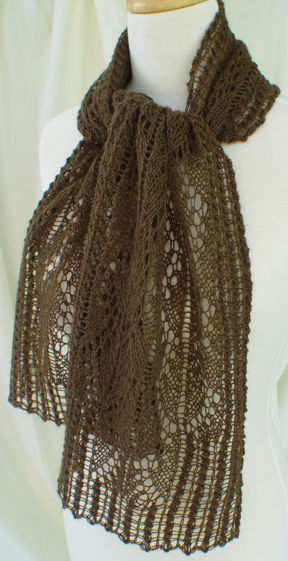 Pillared Archways Lace Scarf in Buffalo Gold #11 Laceweight pure bison yarn