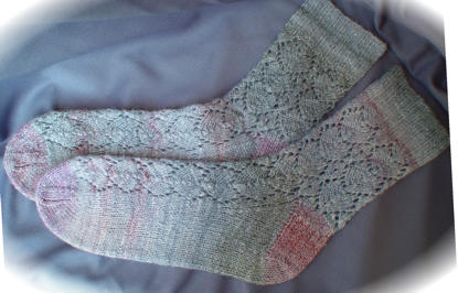 Heart Socks in handspun silk/wool yarn