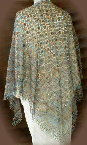 Bobble Lace Flowers Triangle Shawl