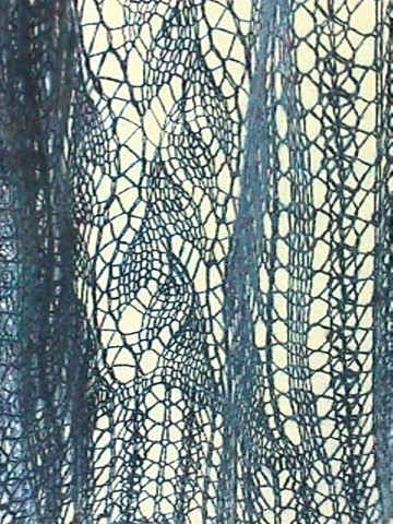 detail of Lead or Follow Lace Scarf knitted in handspun silk