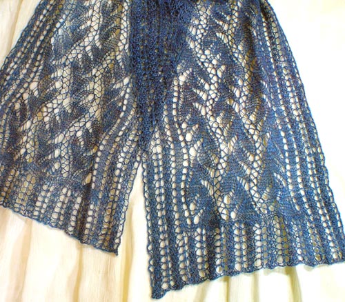 Lead or Follow knitted lace scarf in handspun silk