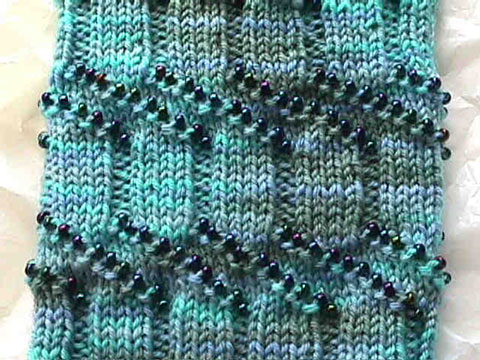 Detail of stitch pattern for Bead Ribbed Socks