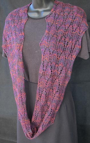 Winter Lace Loop worn as a single long infinity scarf