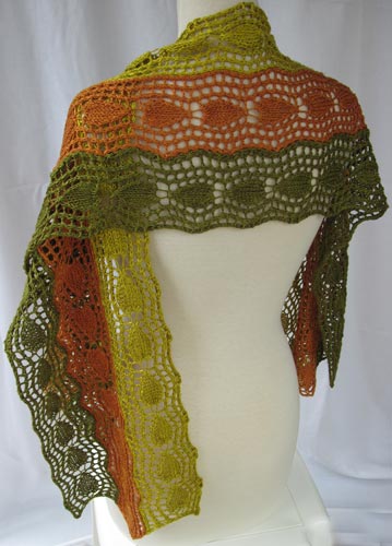 Back view of Bi-directional Lace Strips Stole