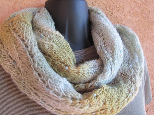 Misty Soft Infinity Tube Scarf worn as a cowl