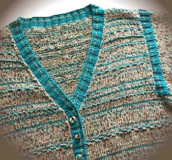 Pinstrip Melange Sweater in Tahki Cotton Double Dot and Reynolds Saucy yarns