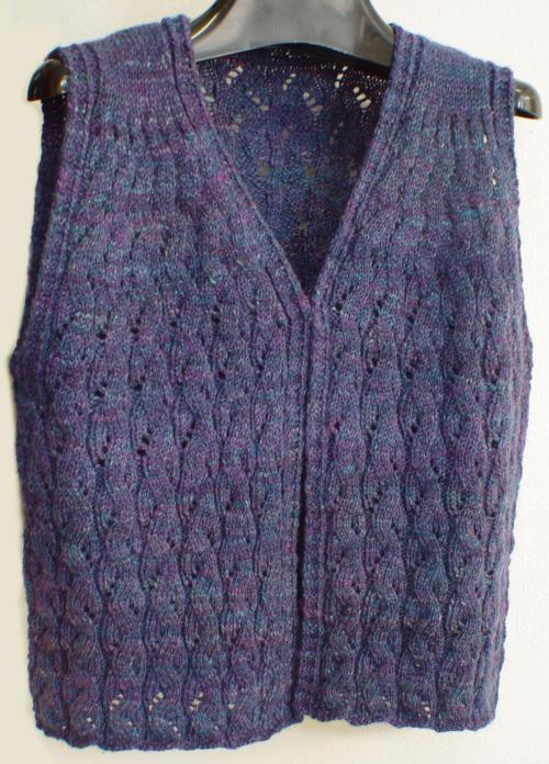 Sweet Melody Vest knitted in handspun Merino wool yarn