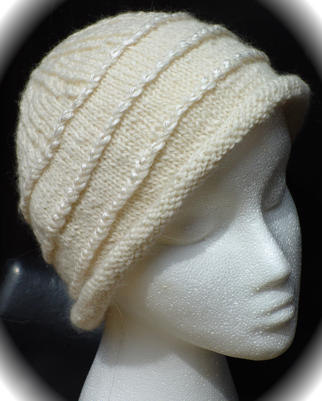 Luxe Hat in white luxury alpaca blend and natural reeled bombyx silk