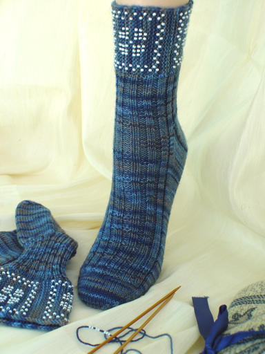 Beaded Fleuron Socks
