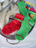 Kool Aid Kidz Socks using hand-dyed Henry's Attic Kona Superwash